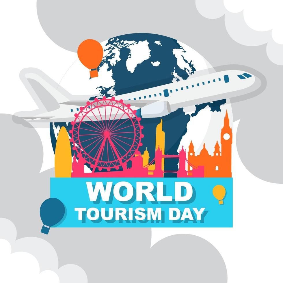 London England Skyline on Globe, World Tourism Day vector