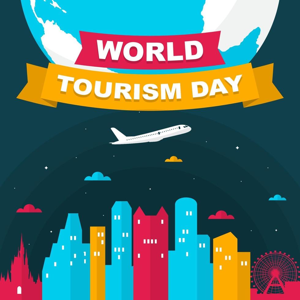 Orlando Florida Skyline on Globe, World Tourism Day vector