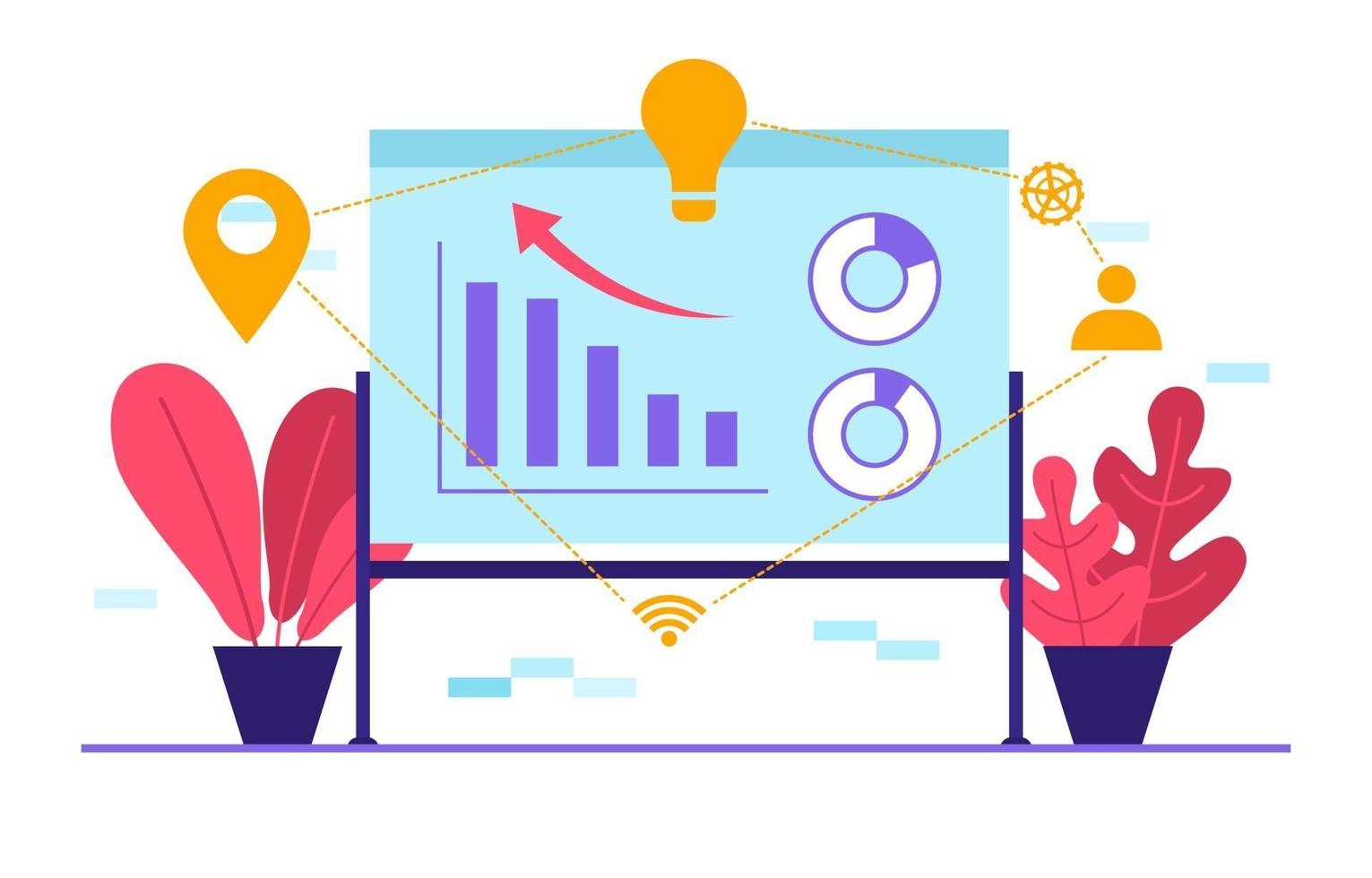 Digital Marketing Graphs and Analysis on Presentation Board vector