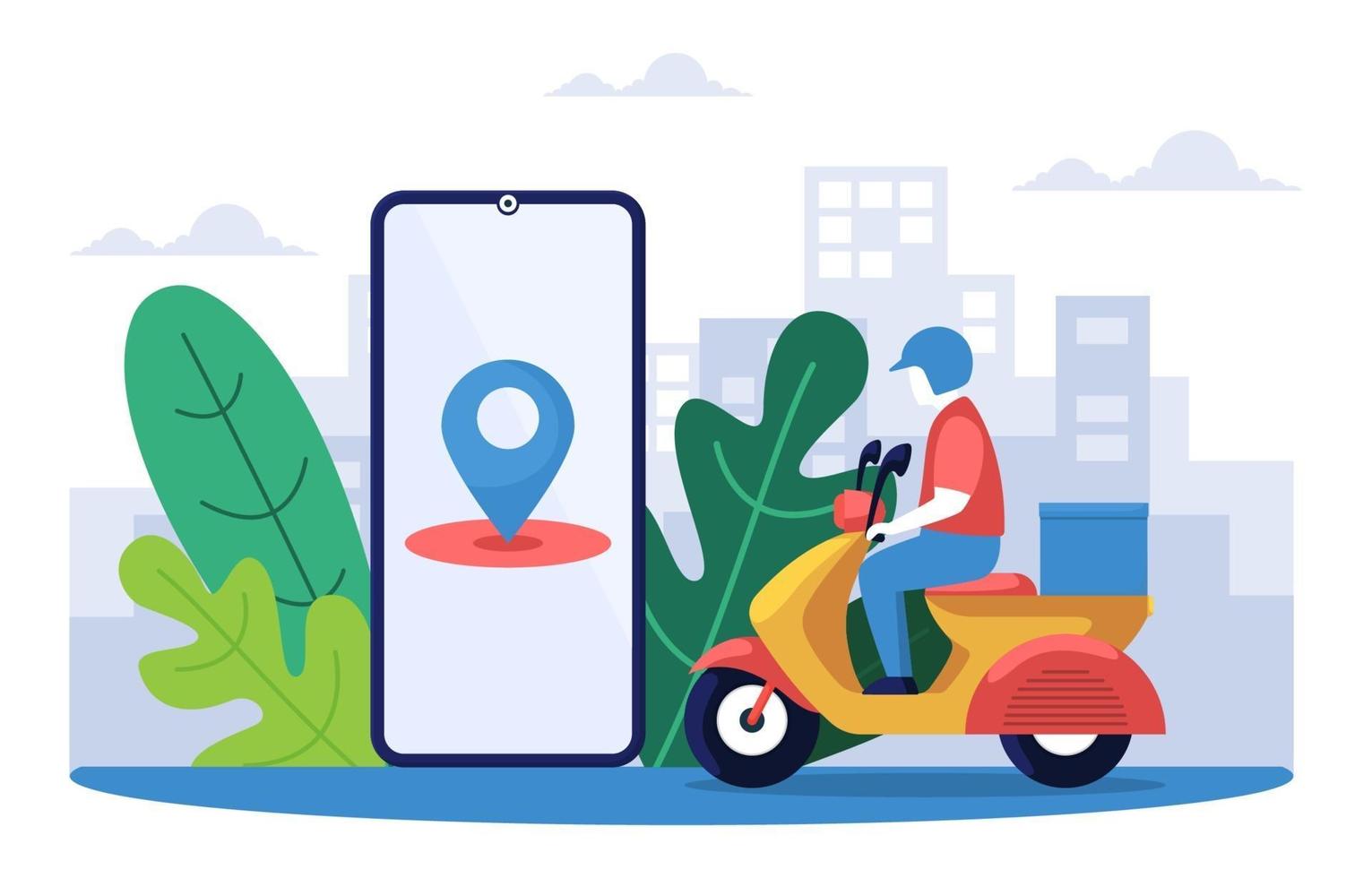 Man Riding Scooter for Express Delivery Service vector