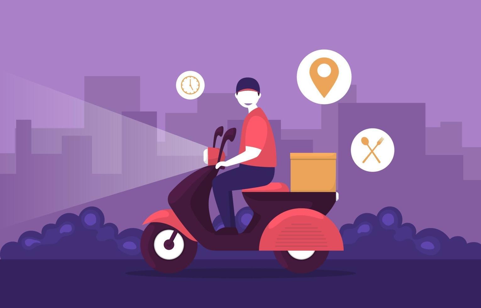 Man Riding Scooter for Express Delivery Service vector