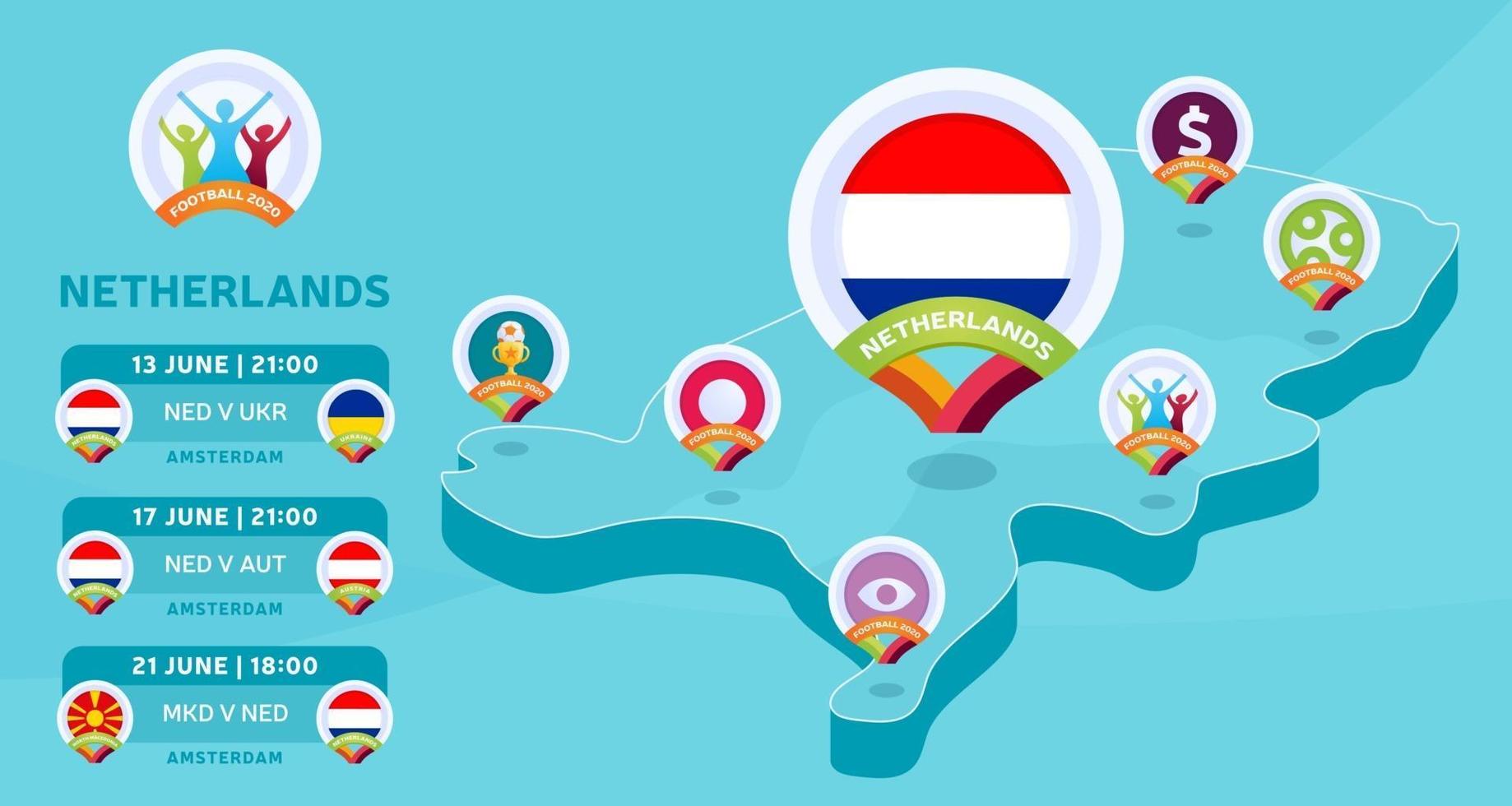 Netherlands isometric map vector