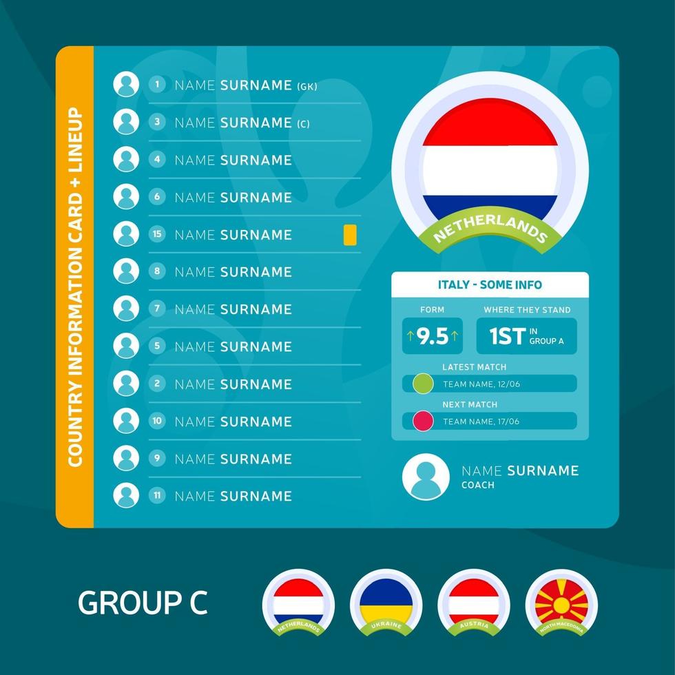 netherlands team lineup vector