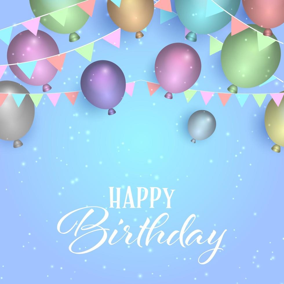 Decorative birthday background with balloons and banners vector