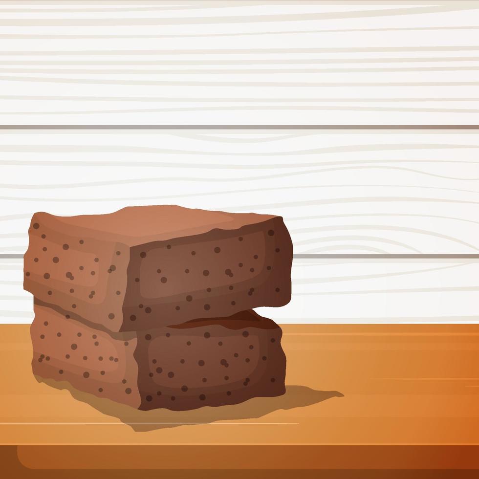 Chocolate Brownies on Wooden Table vector