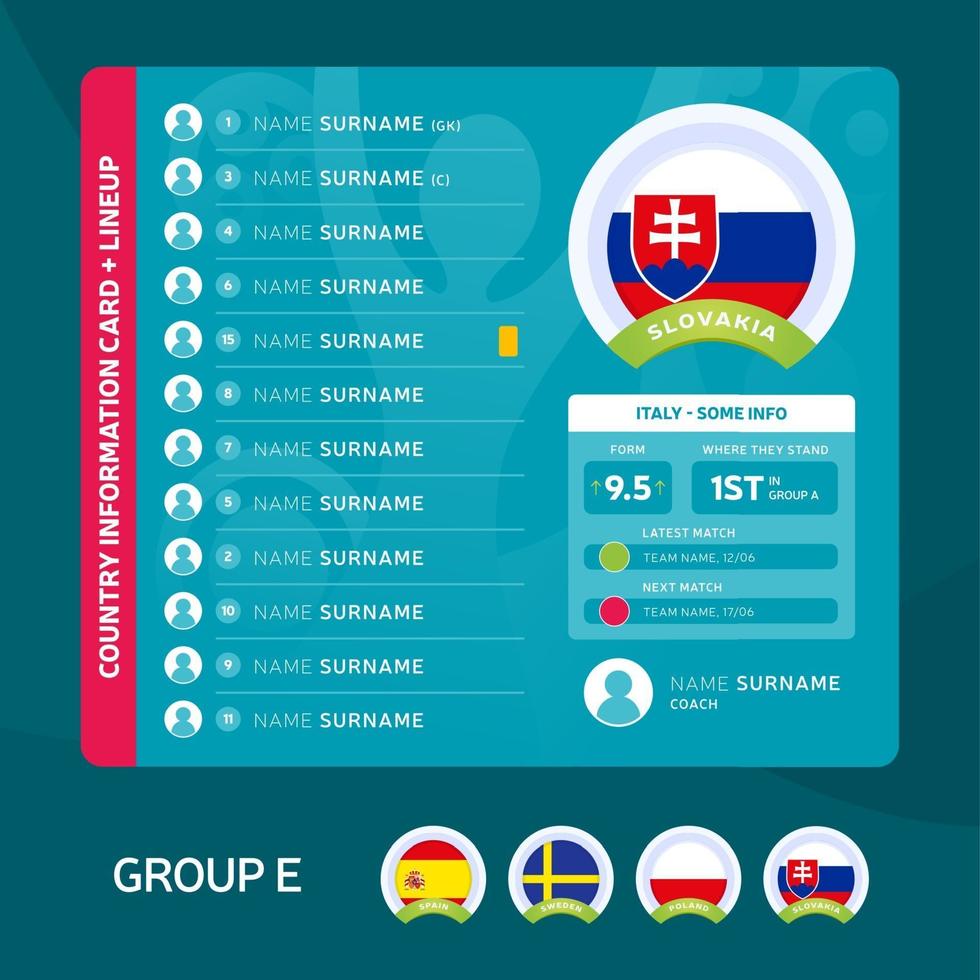 alineación del equipo de eslovaquia vector