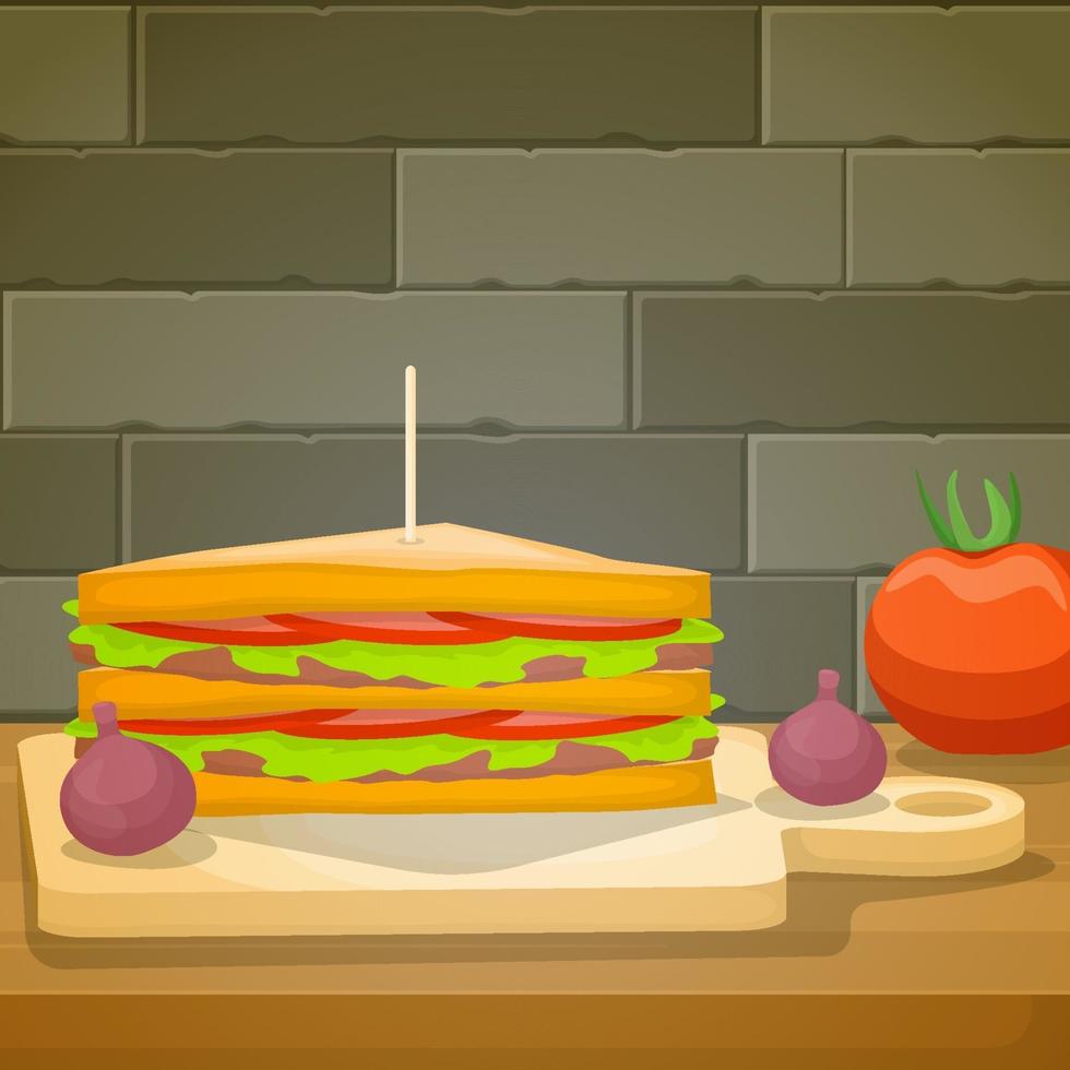 Sandwich with Cheese and Tomatos vector