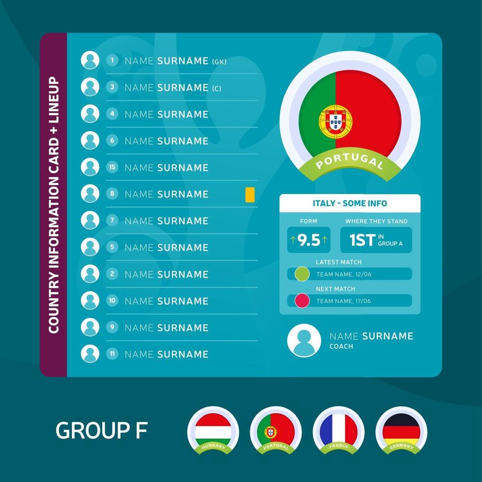 alineación del equipo de portugal vector