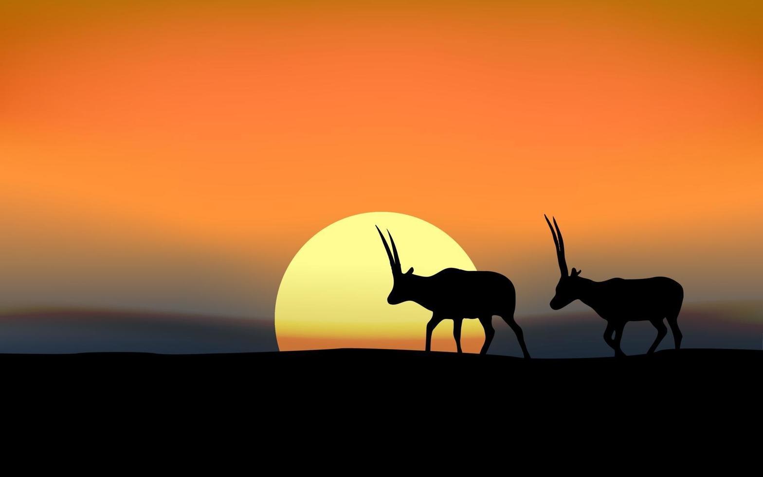 Animal Silhouette on Sunset vector