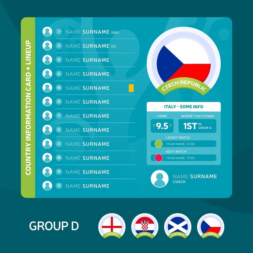 Czech Republic team lineup vector