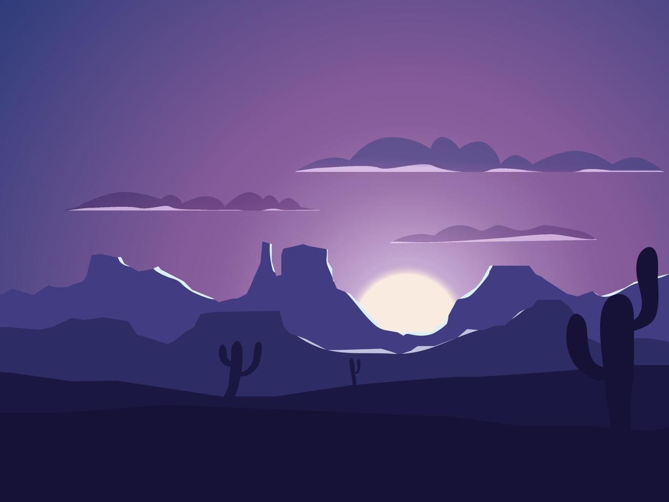 hermosa ilustración del atardecer del desierto vector