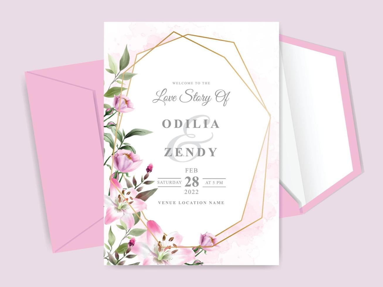 beautiful floral hand drawn wedding invitation cards vector