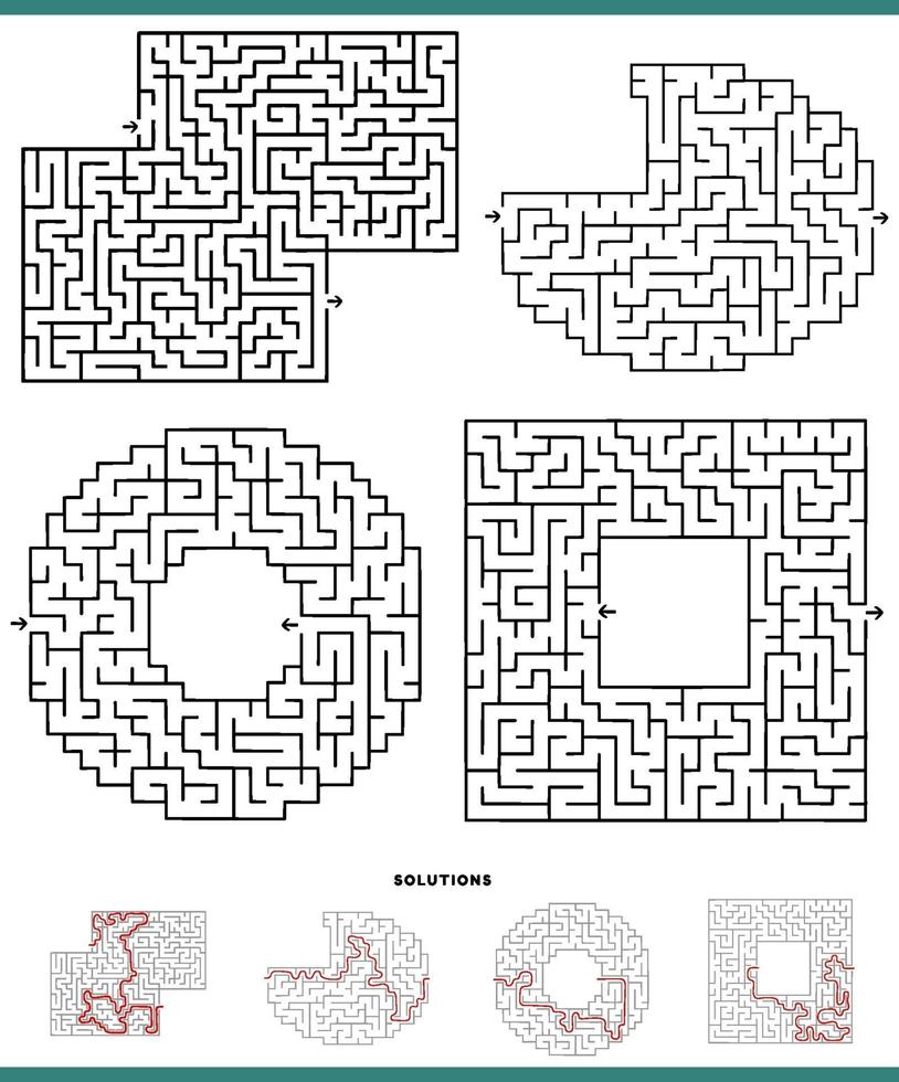 Gráficos de juegos de laberinto con soluciones. vector