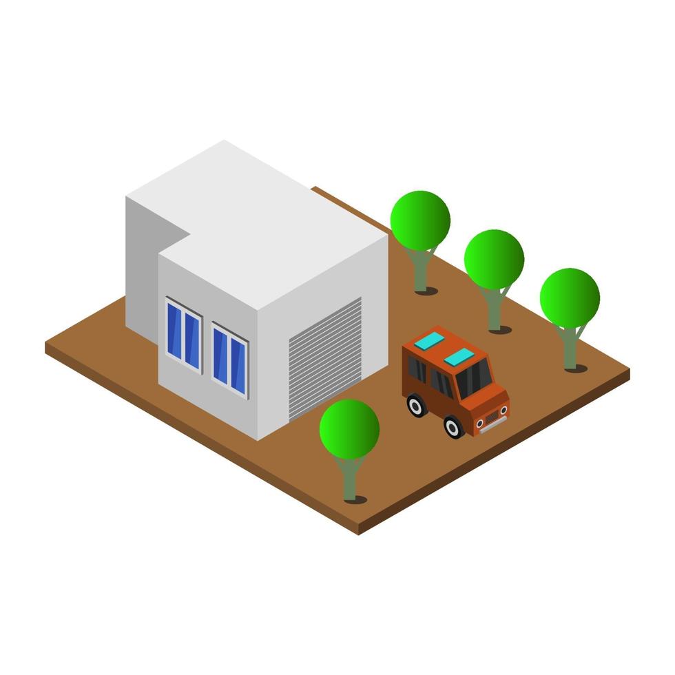 Isometric Garage On White Background vector