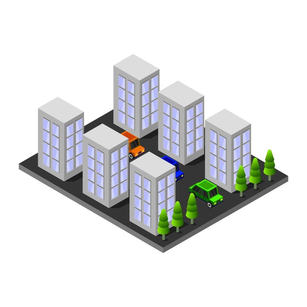 Isometric City On White Background vector