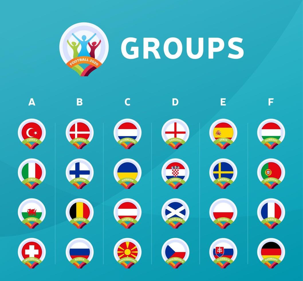 grupos de fútbol 2020 vector