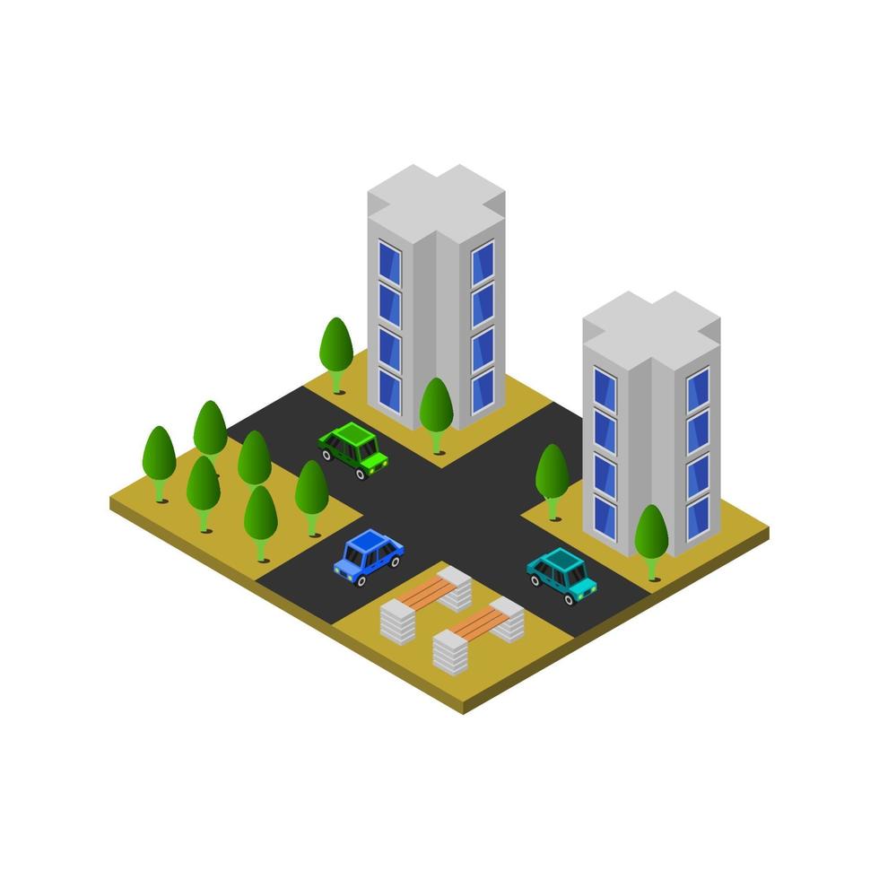 Isometric Building On White Background vector