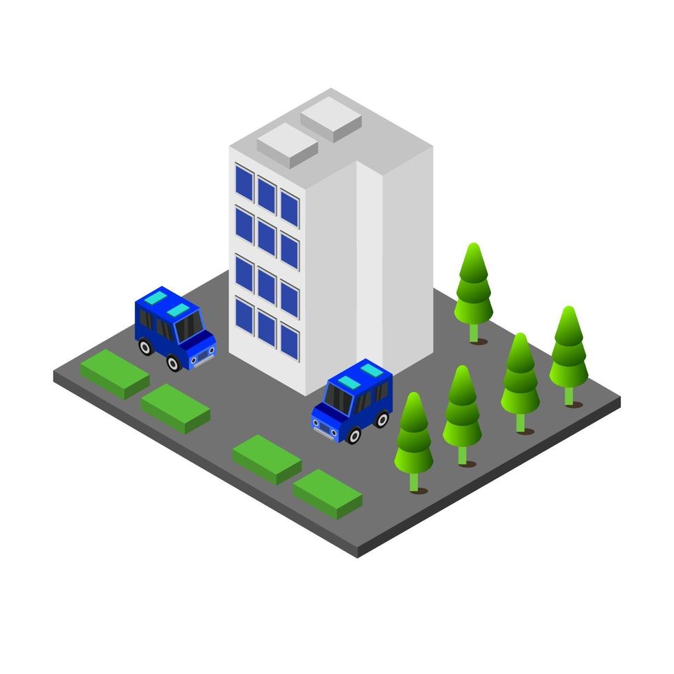 Isometric Building On White Background vector
