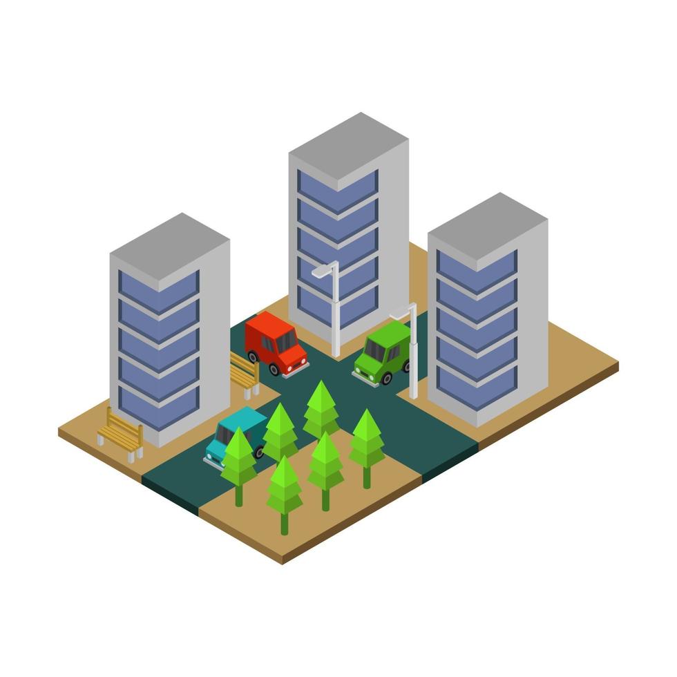 Isometric City On White Background vector