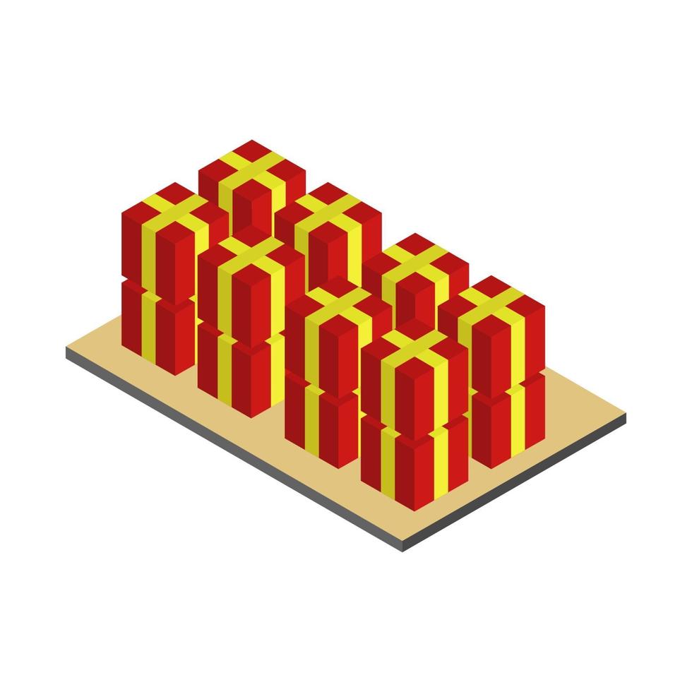 Isometric Gifts On Table On White Background vector