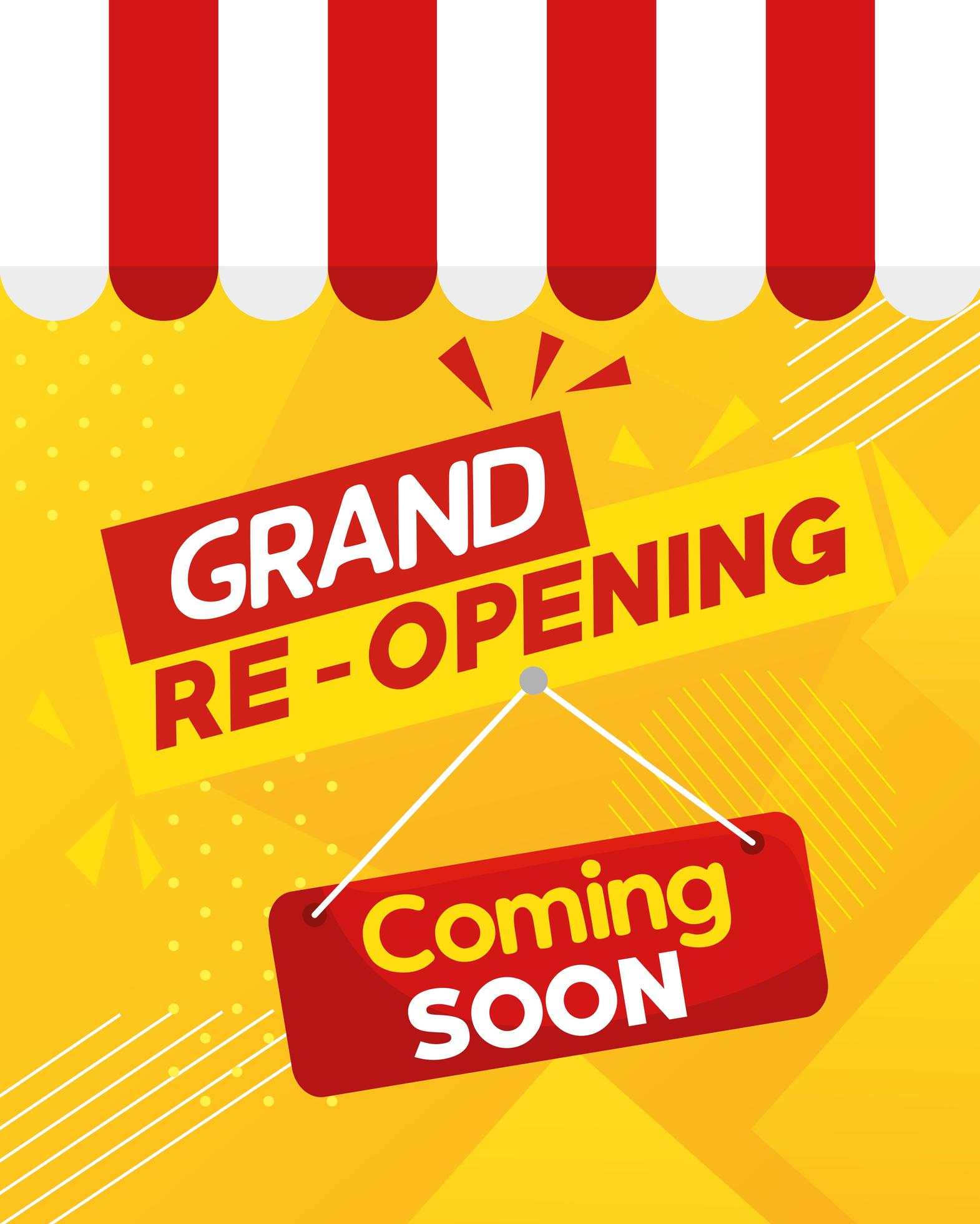grand reopening banner, with coming soon label 2042435 Vector Art at