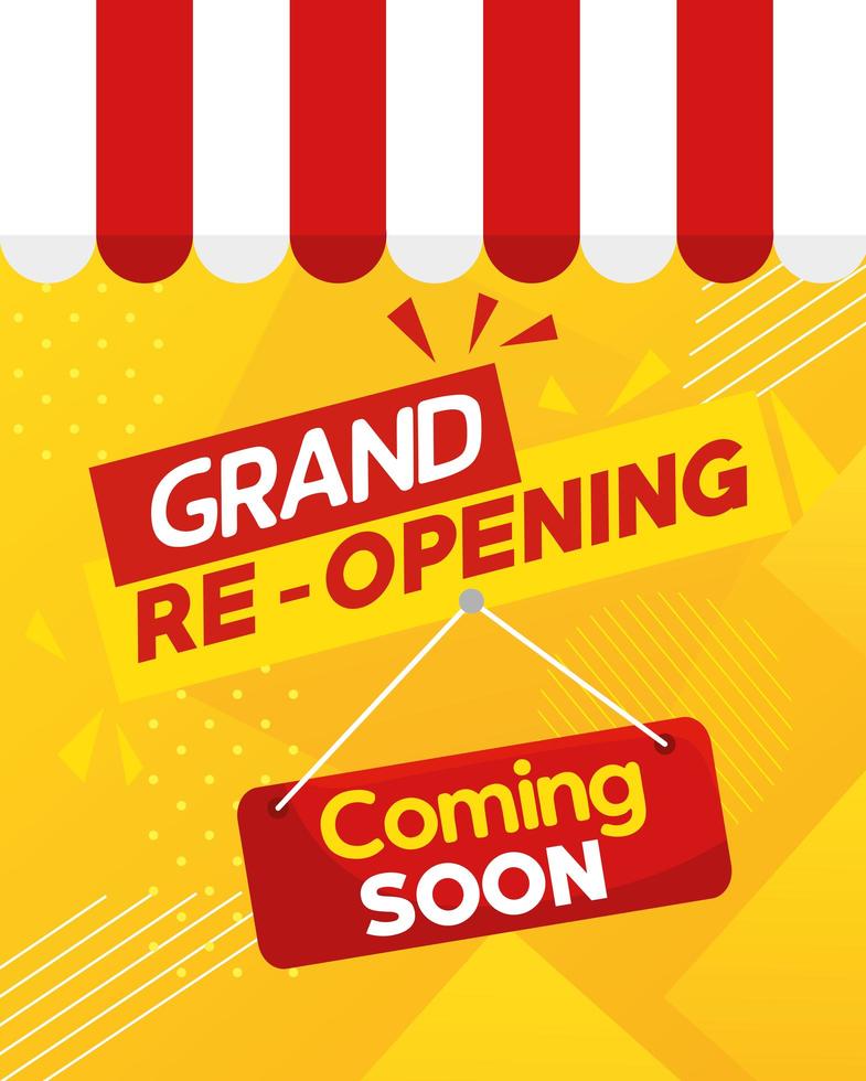 grand reopening banner, with coming soon label vector