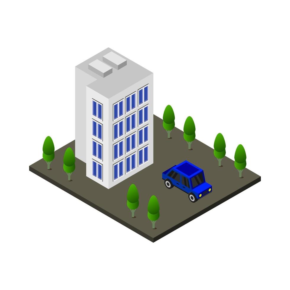 Isometric Building On White Background vector