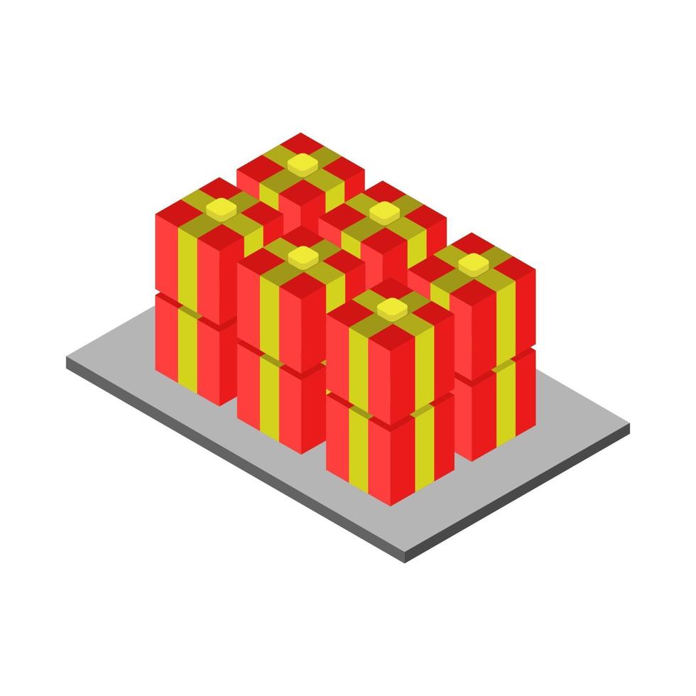 Isometric Gifts On Table On White Background vector