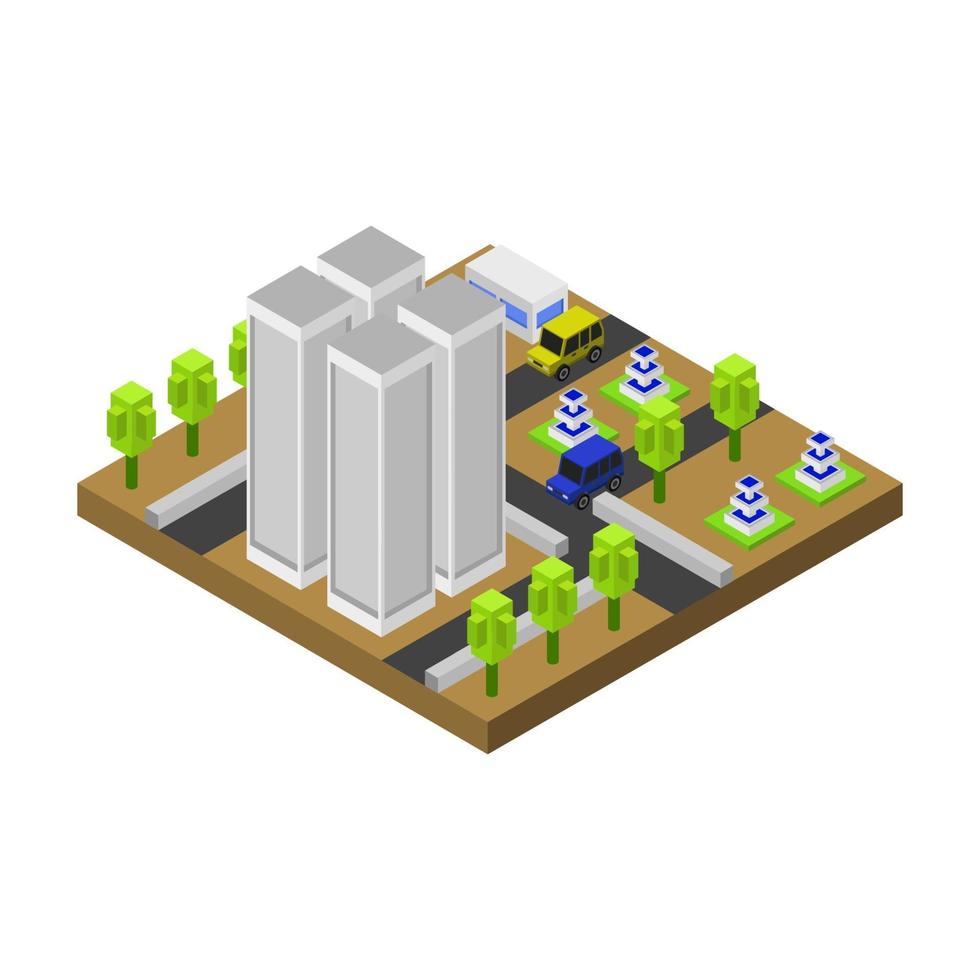 Isometric City On White Background vector