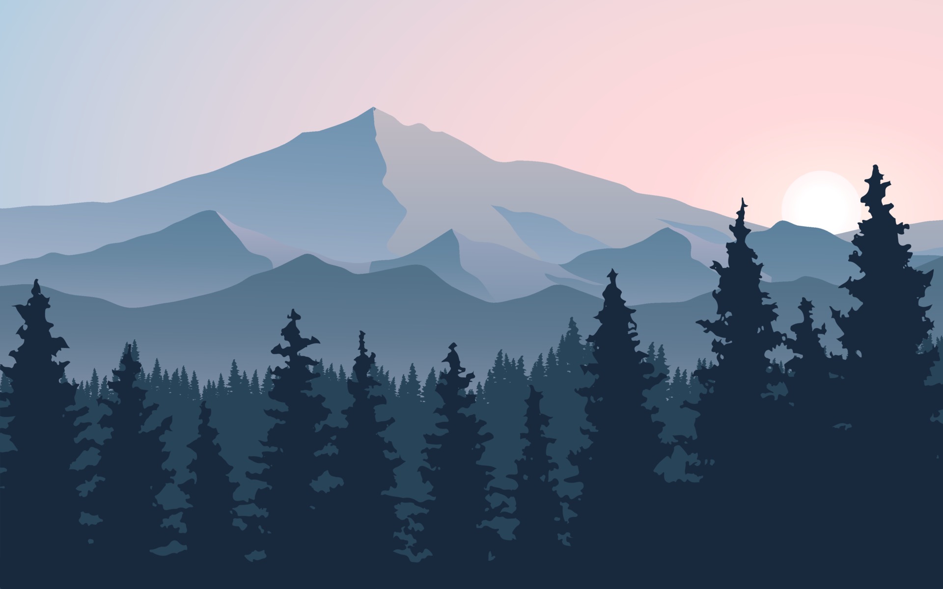 Mountain Sunrise with Pine Forest 2042485 Vector Art at Vecteezy