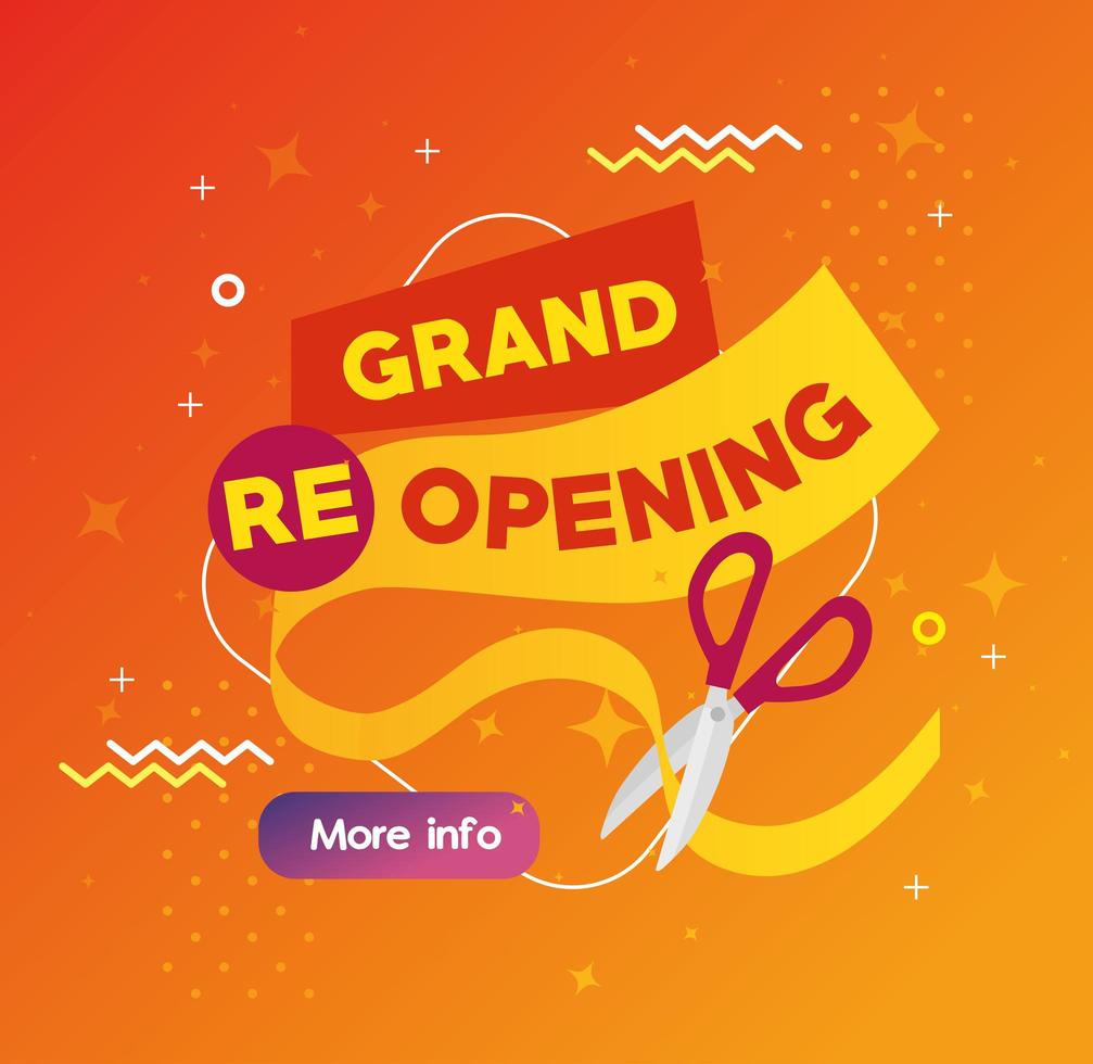 grand reopening banner with scissors vector