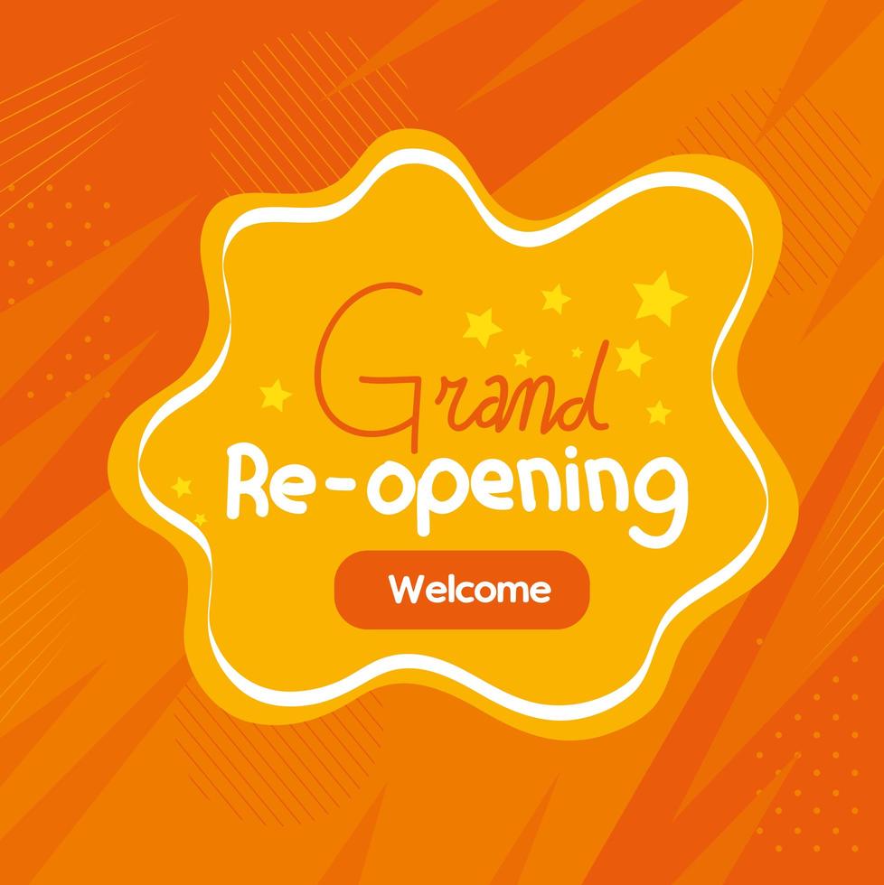 banner of grand reopening on orange background vector