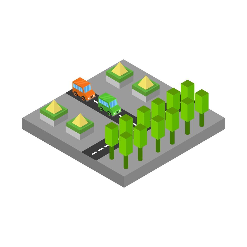 Isometric Road On White Background vector