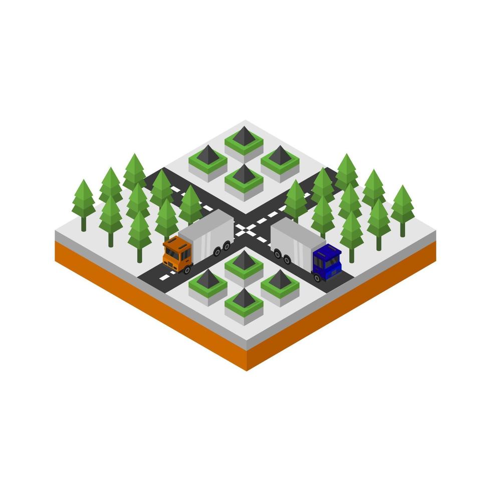 Isometric Road On White Background vector