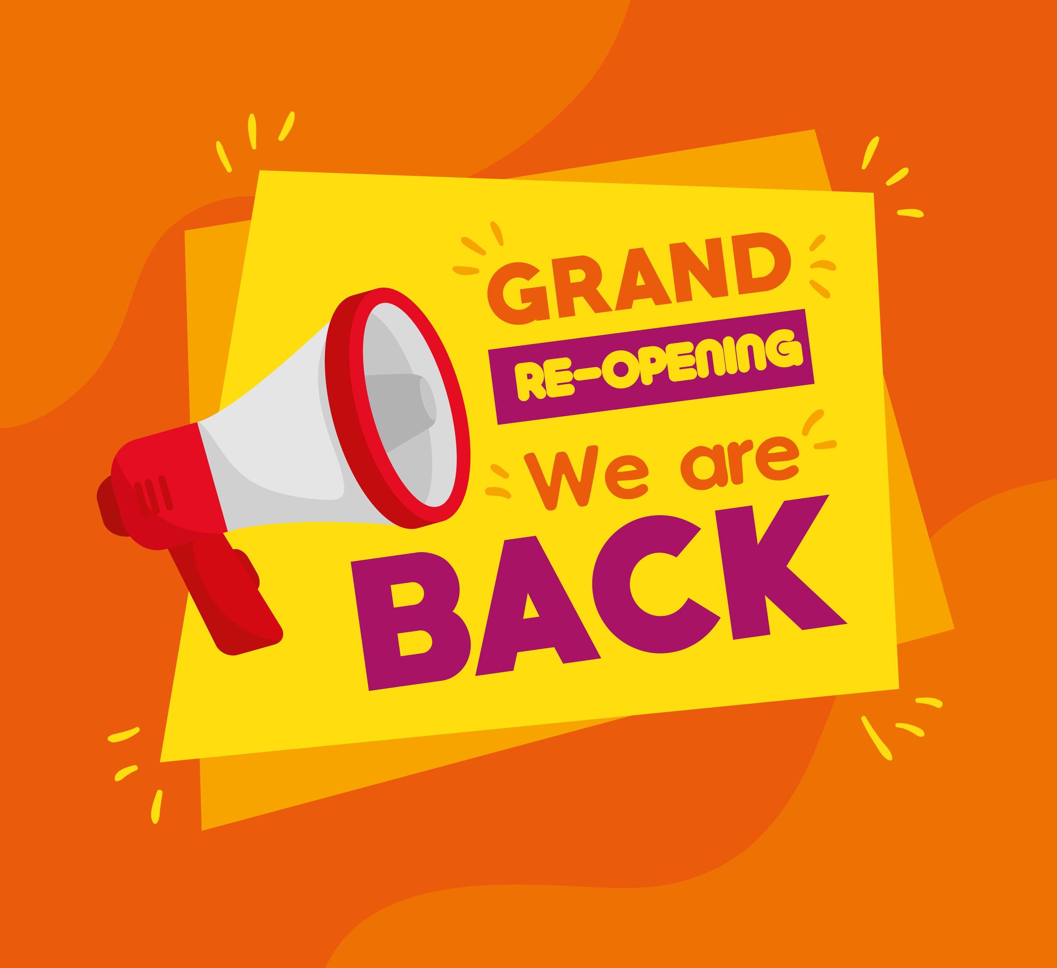 Banner of reopen business with megaphone - Download Free Vectors