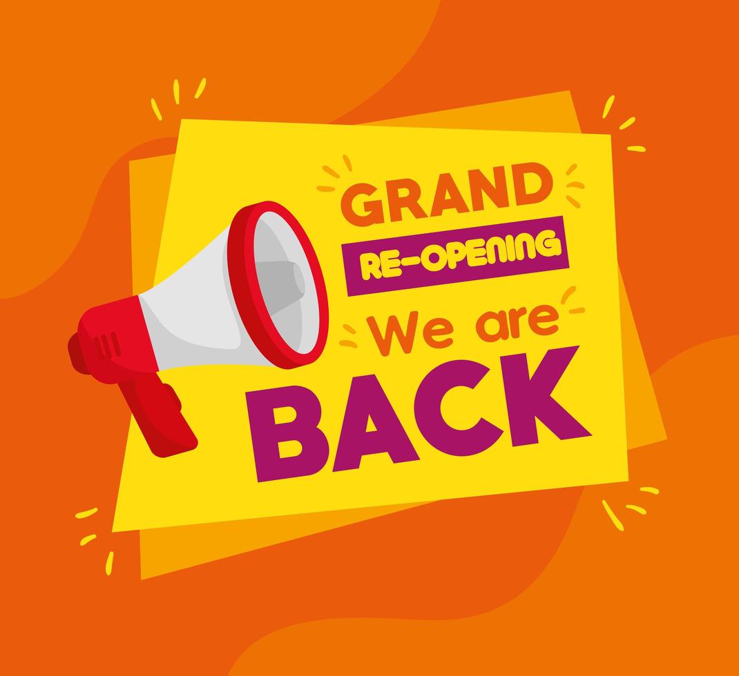 Banner of reopen business with megaphone vector