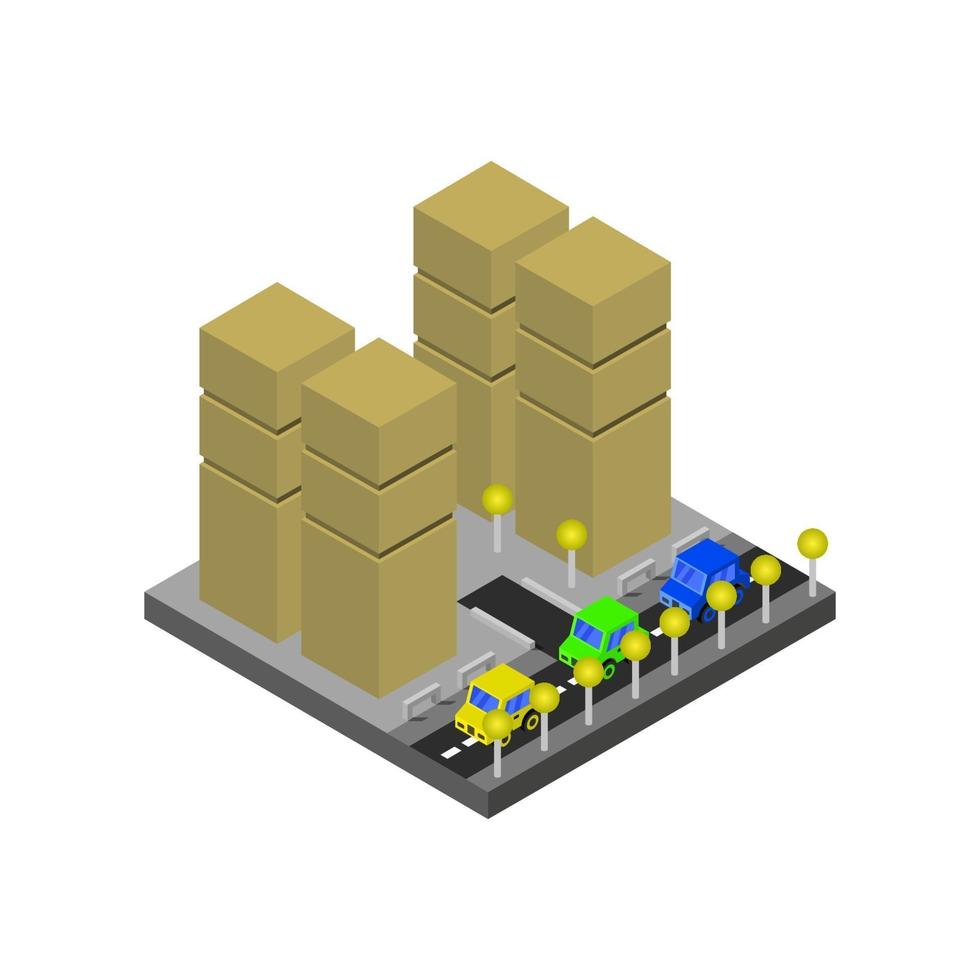 ciudad isométrica sobre fondo blanco vector