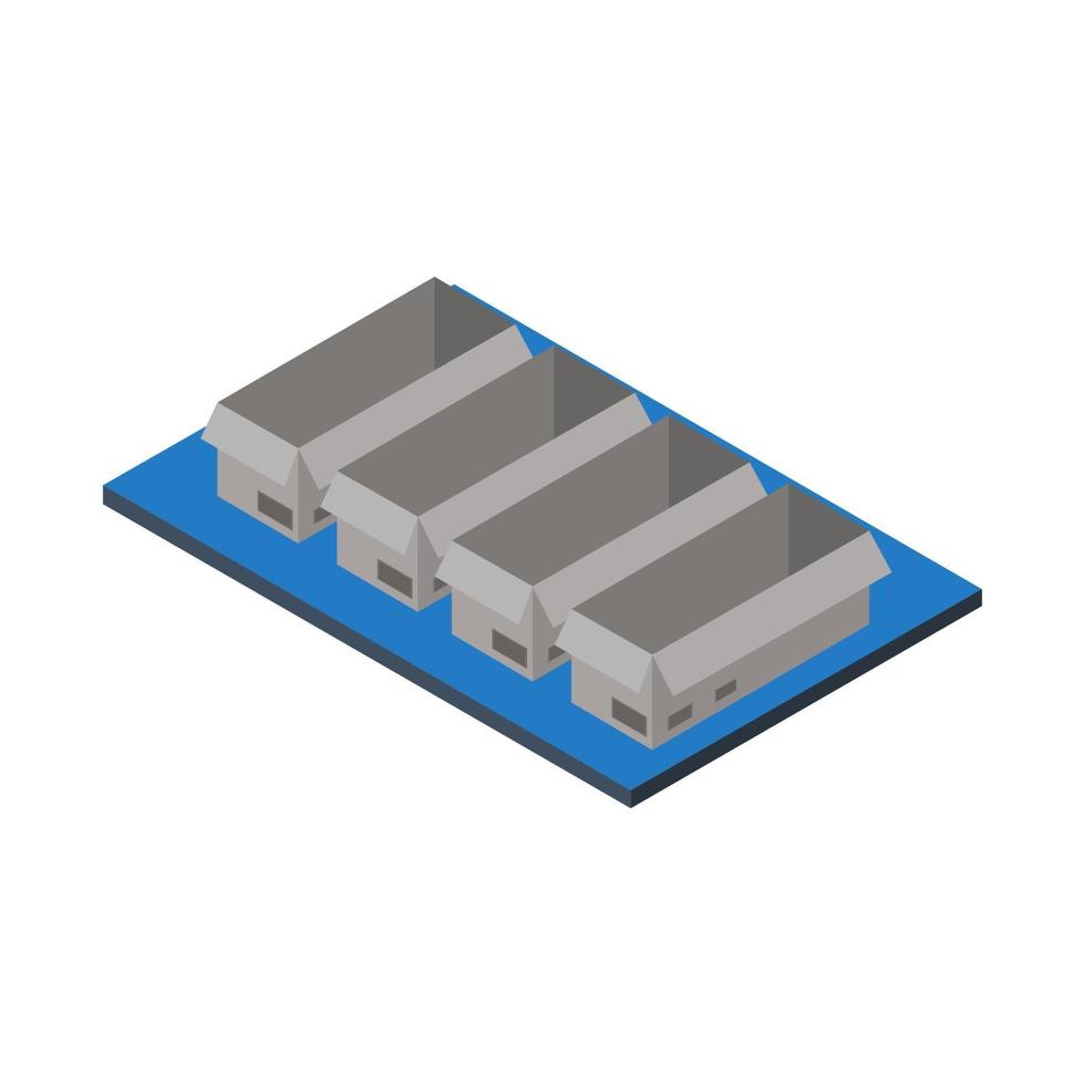 Cajas isométricas en la mesa sobre fondo blanco. vector