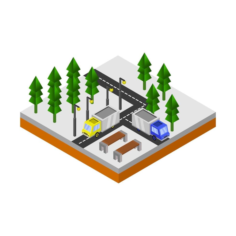 Isometric Road On White Background vector