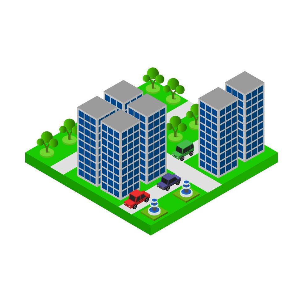 Isometric City On White Background vector