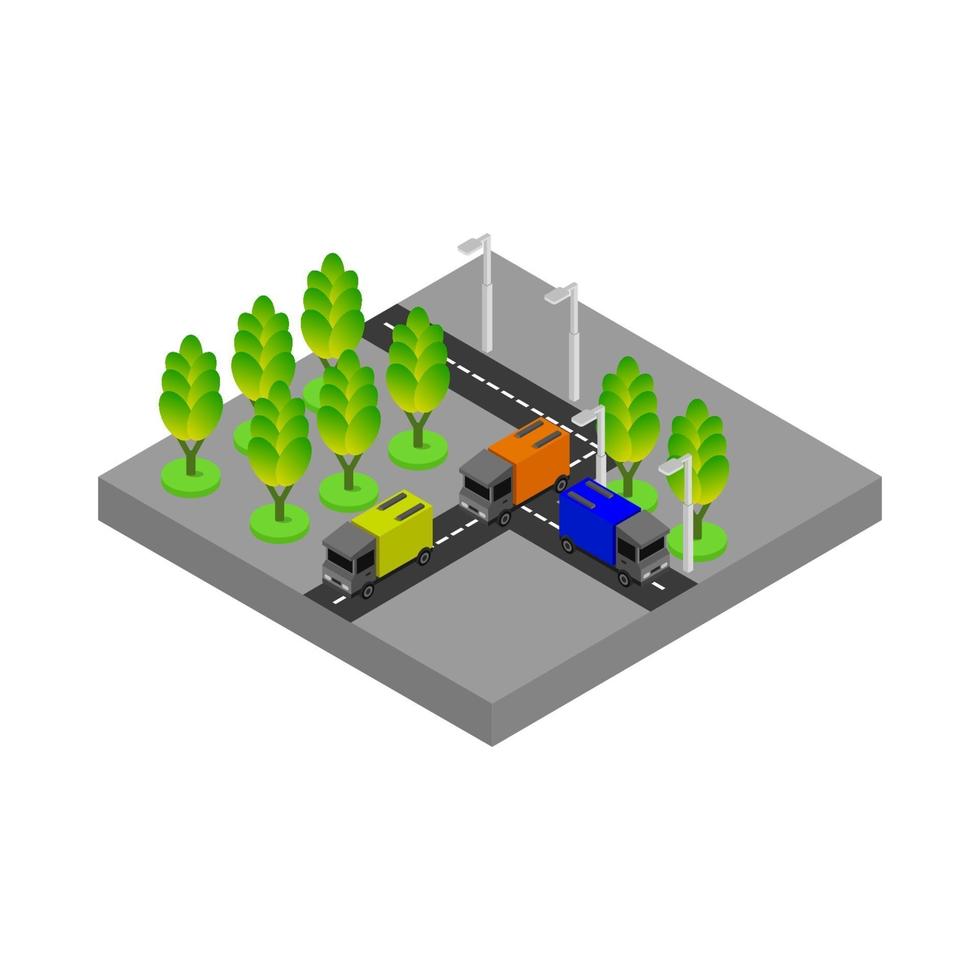 Isometric Road On White Background vector