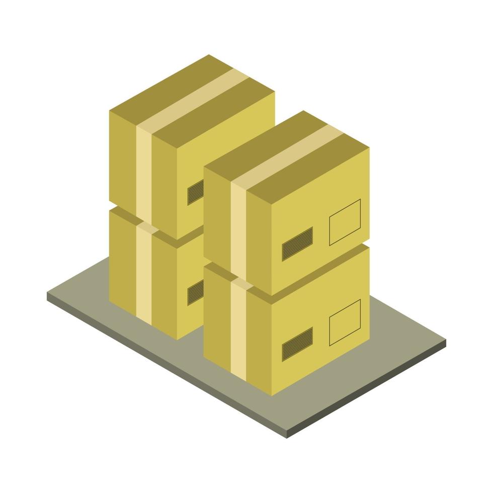 Isometric Boxes On Table On White Background vector