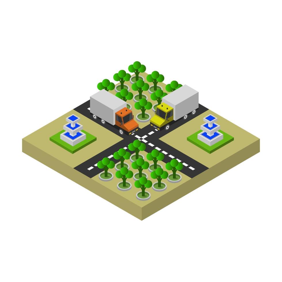 Isometric Road On White Background vector