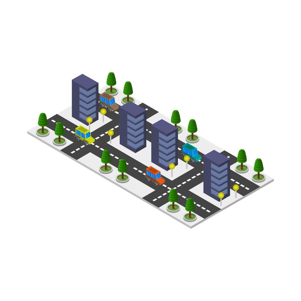 Isometric City On White Background vector