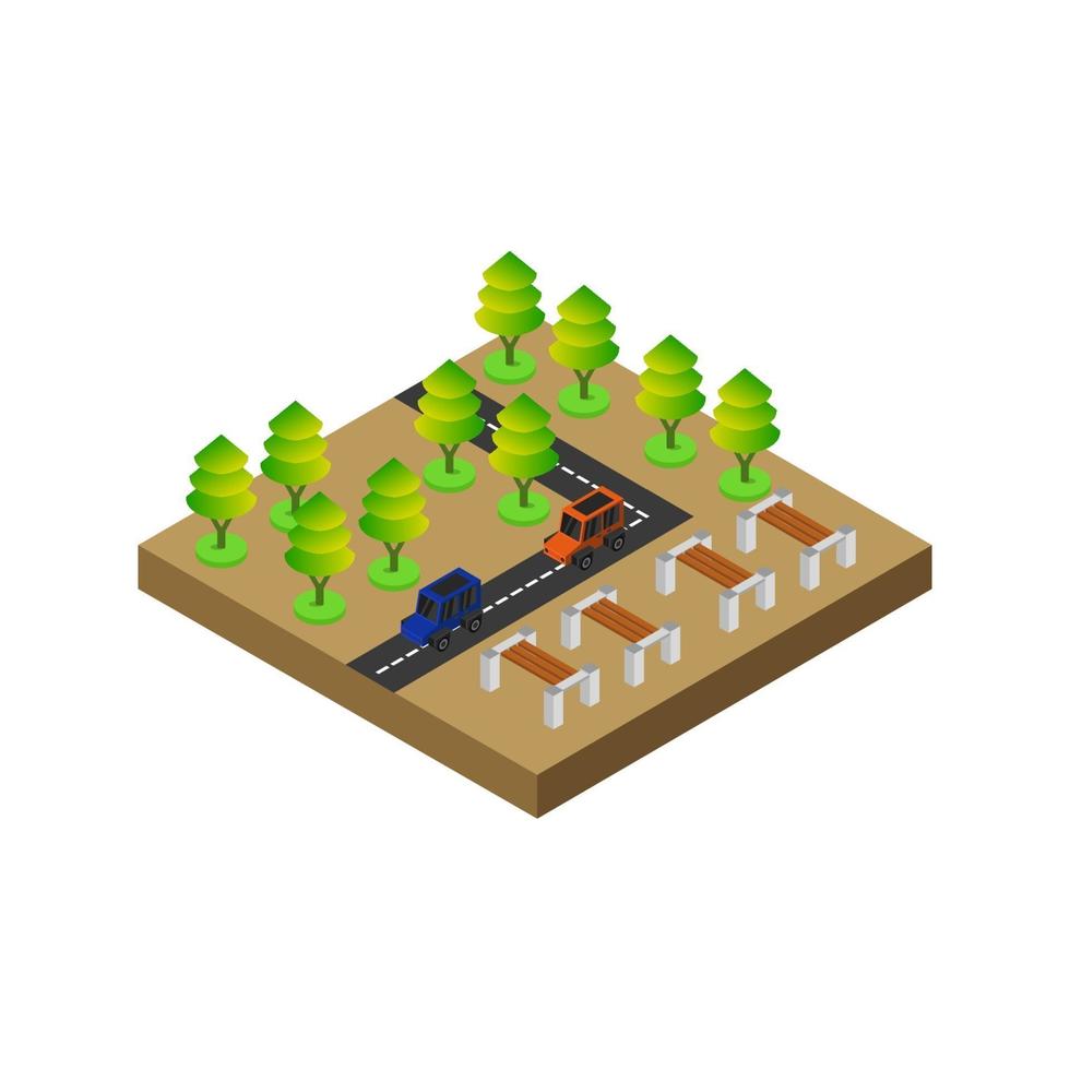 Isometric Road On White Background vector