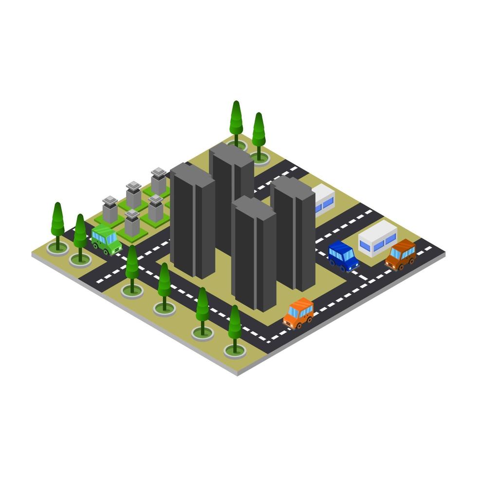 ciudad isométrica sobre fondo blanco vector