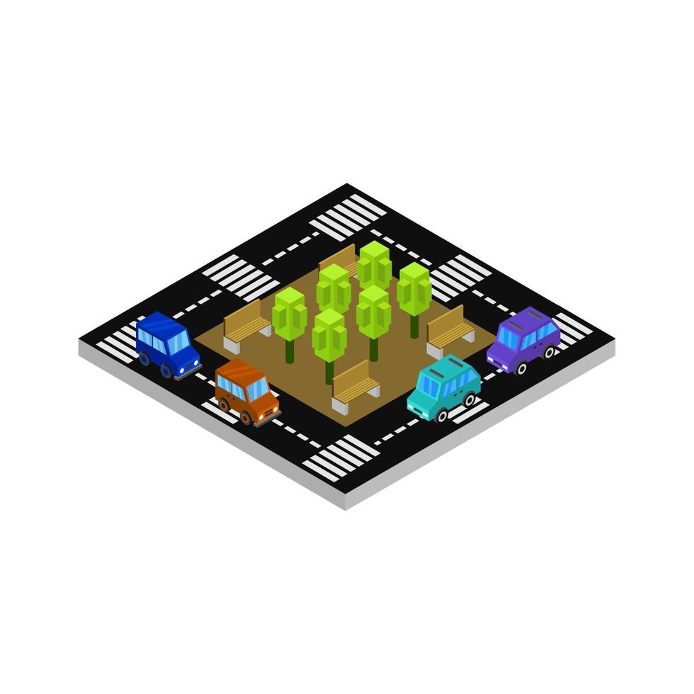 Isometric Road On White Background vector