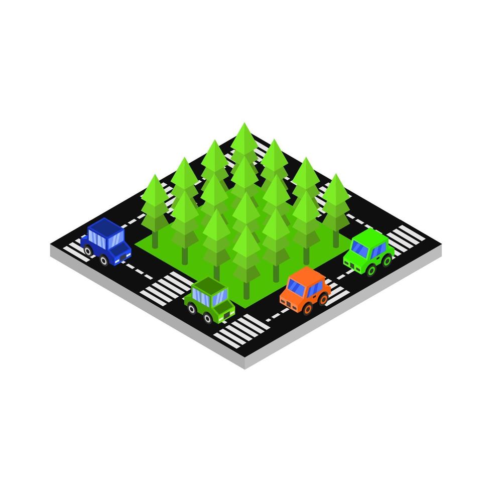 Isometric Road On White Background vector