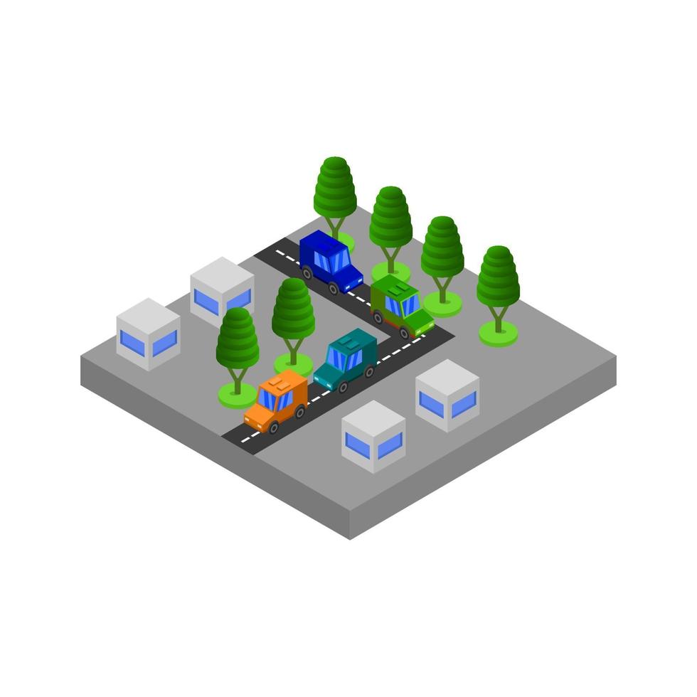 Isometric Road On White Background vector