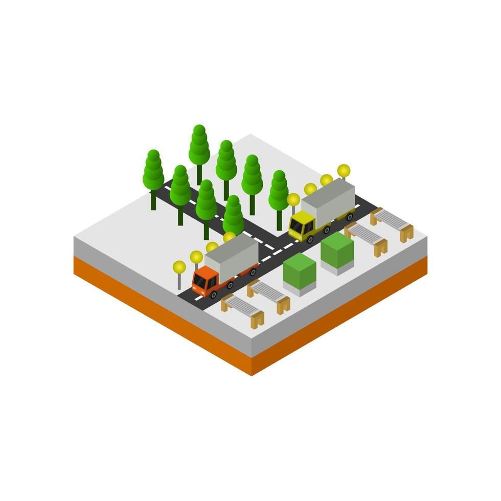 Isometric Road On White Background vector